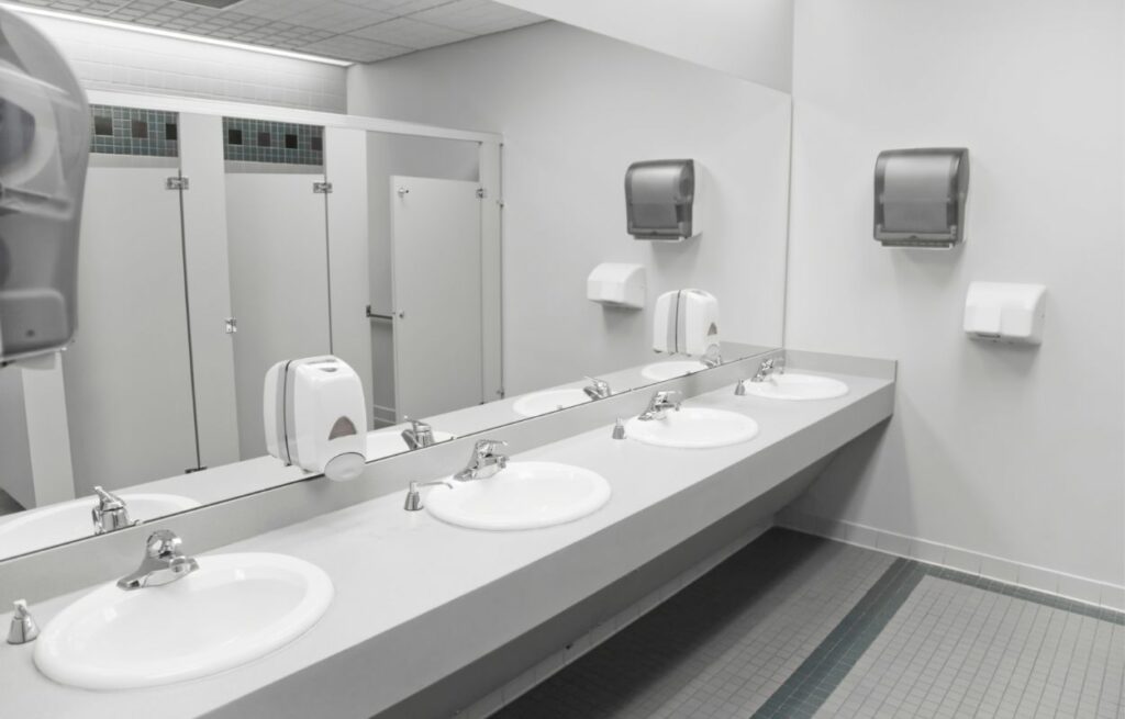 reception and bathrooms